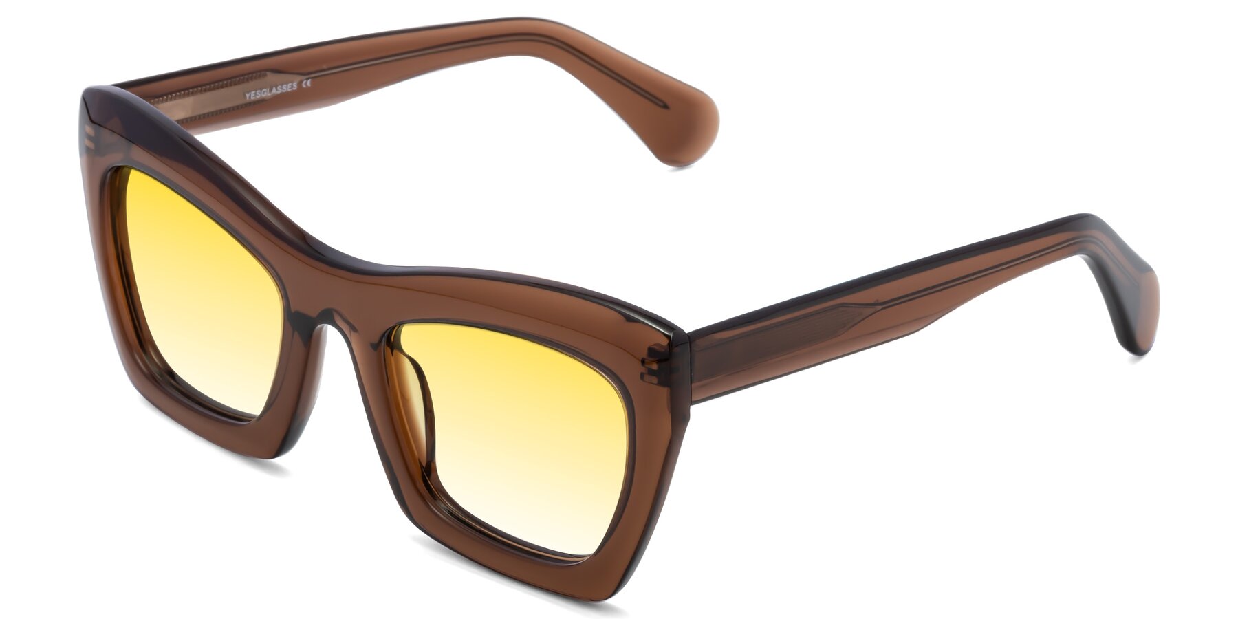 Angle of Randi in Brown with Yellow Gradient Lenses