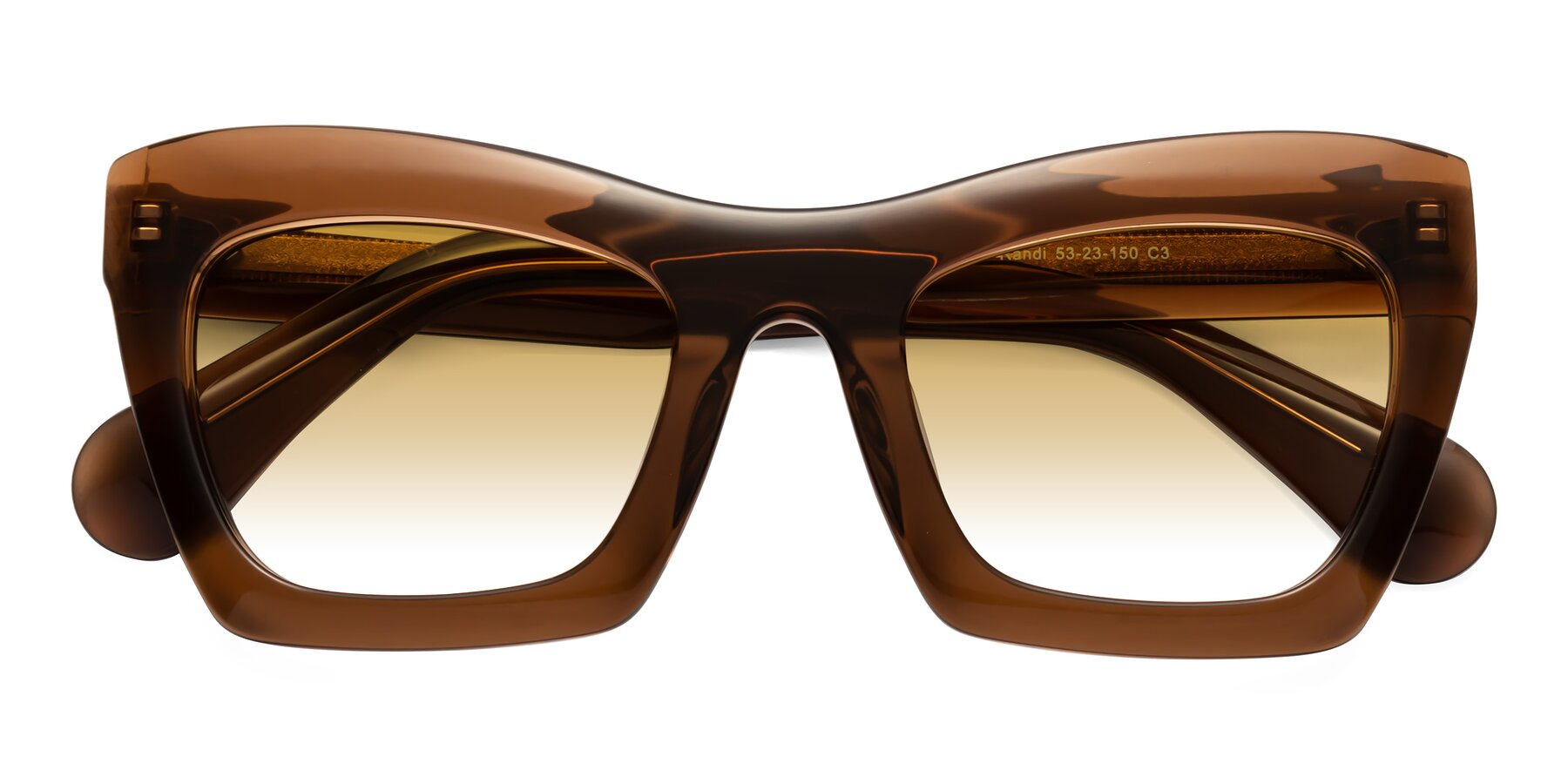 Folded Front of Randi in Brown with Champagne Gradient Lenses