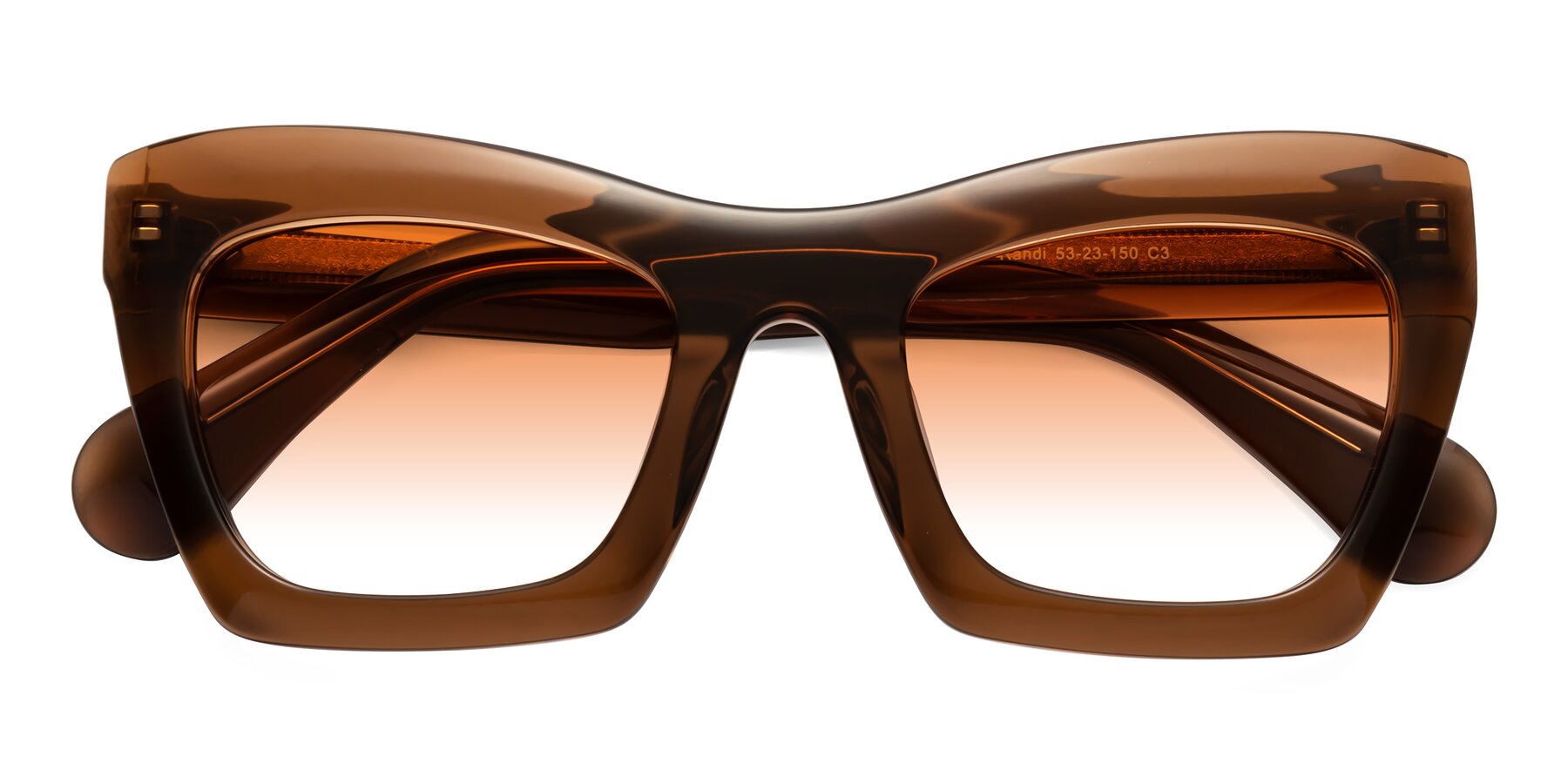 Folded Front of Randi in Brown with Orange Gradient Lenses