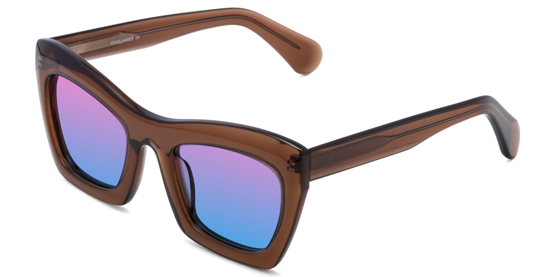 Angle of Randi in Brown with Pink / Blue Gradient Lenses
