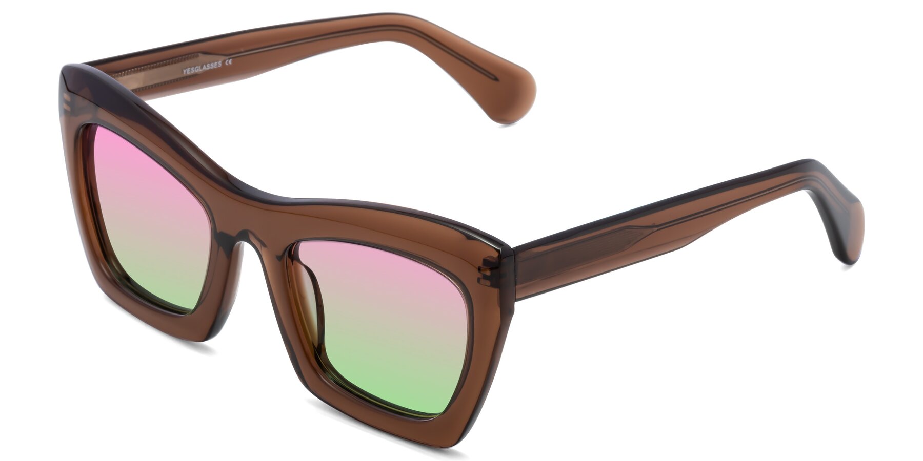 Angle of Randi in Brown with Pink / Green Gradient Lenses