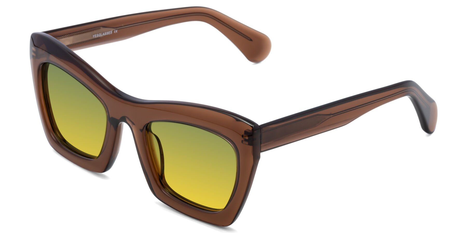 Angle of Randi in Brown with Green / Yellow Gradient Lenses
