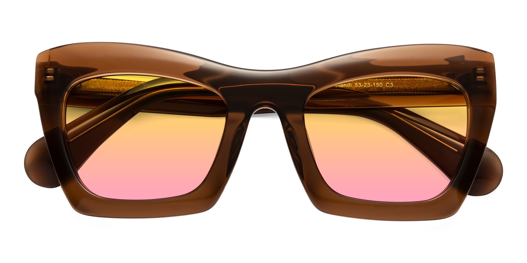 Folded Front of Randi in Brown with Yellow / Pink Gradient Lenses