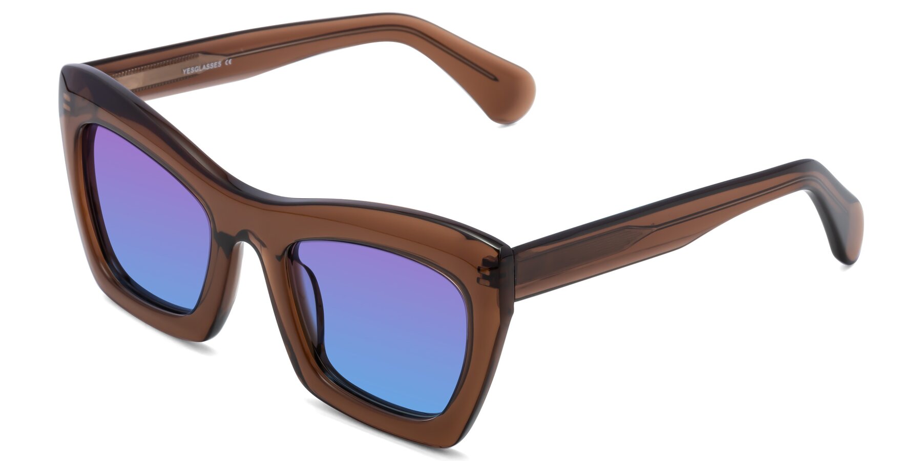 Angle of Randi in Brown with Purple / Blue Gradient Lenses