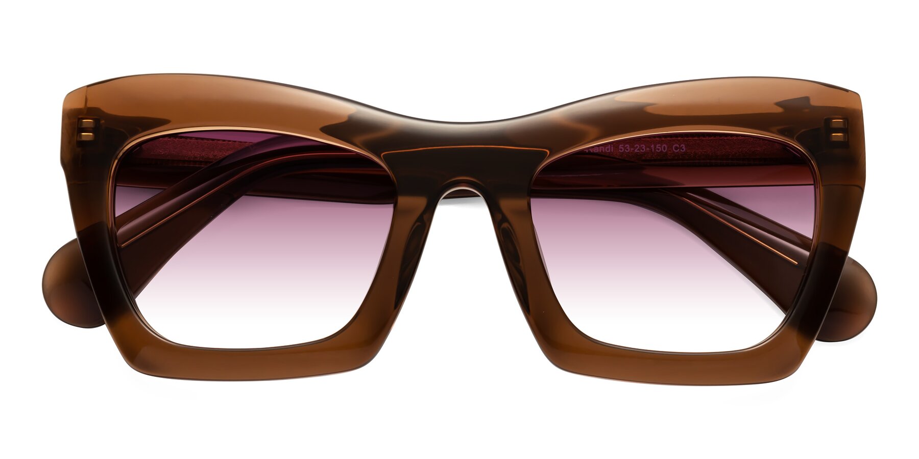 Folded Front of Randi in Brown with Wine Gradient Lenses