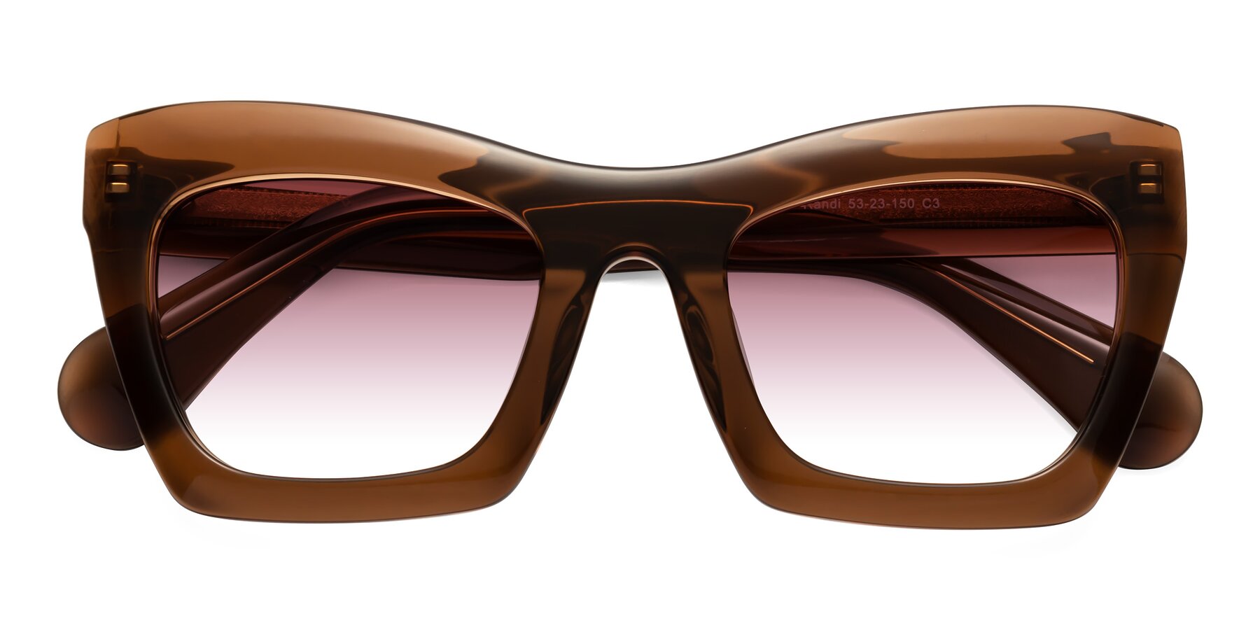 Folded Front of Randi in Brown with Garnet Gradient Lenses