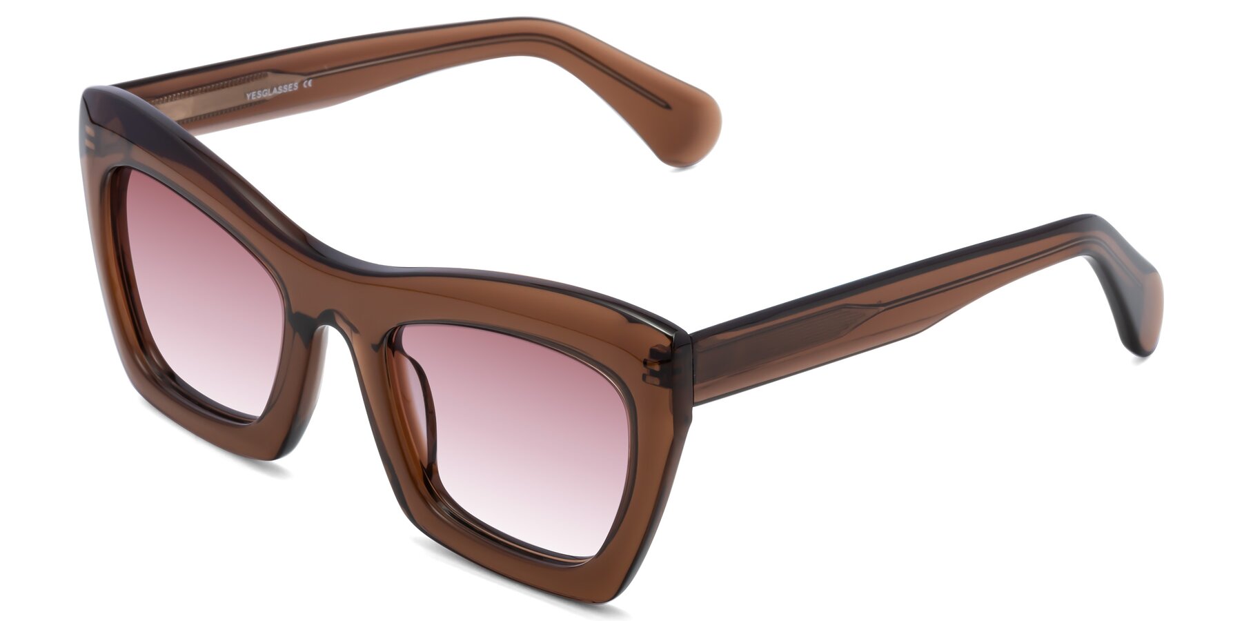 Angle of Randi in Brown with Garnet Gradient Lenses