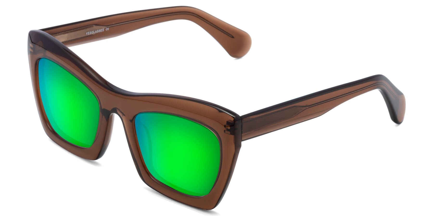 Angle of Randi in Brown with Green Mirrored Lenses
