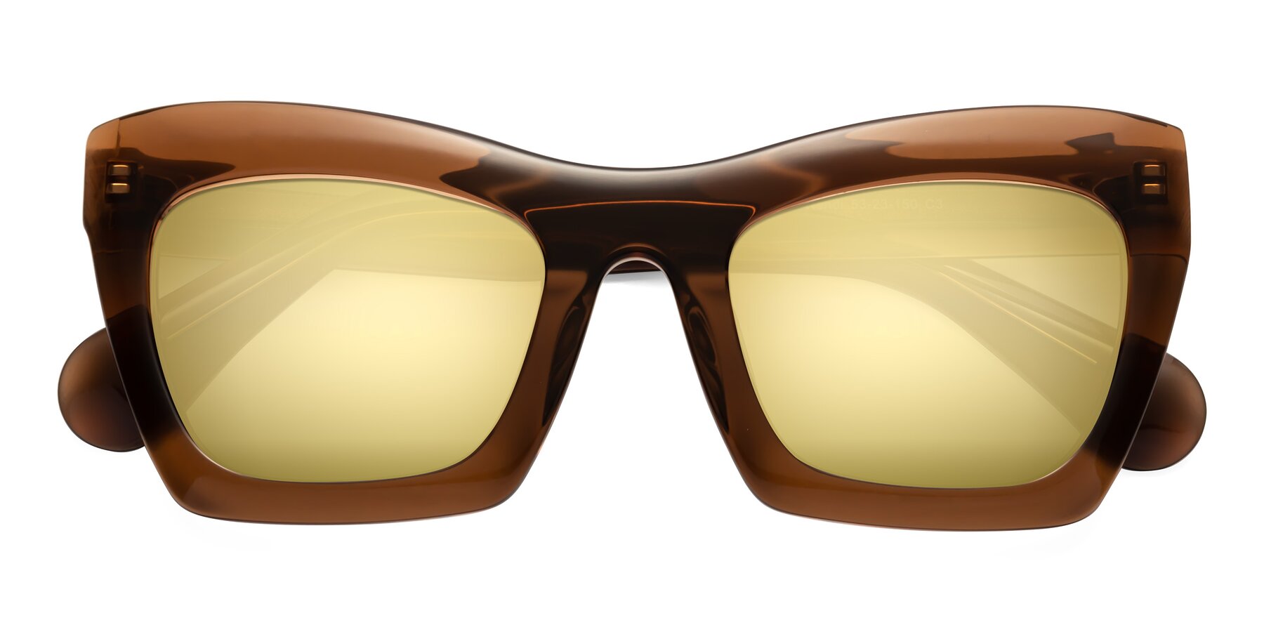Folded Front of Randi in Brown with Gold Mirrored Lenses