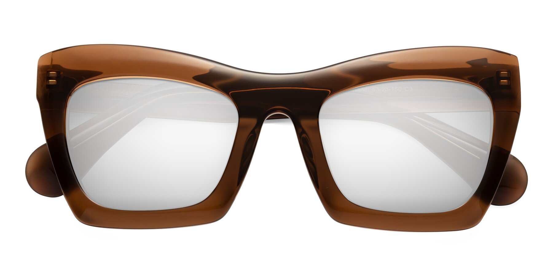 Folded Front of Randi in Brown with Silver Mirrored Lenses