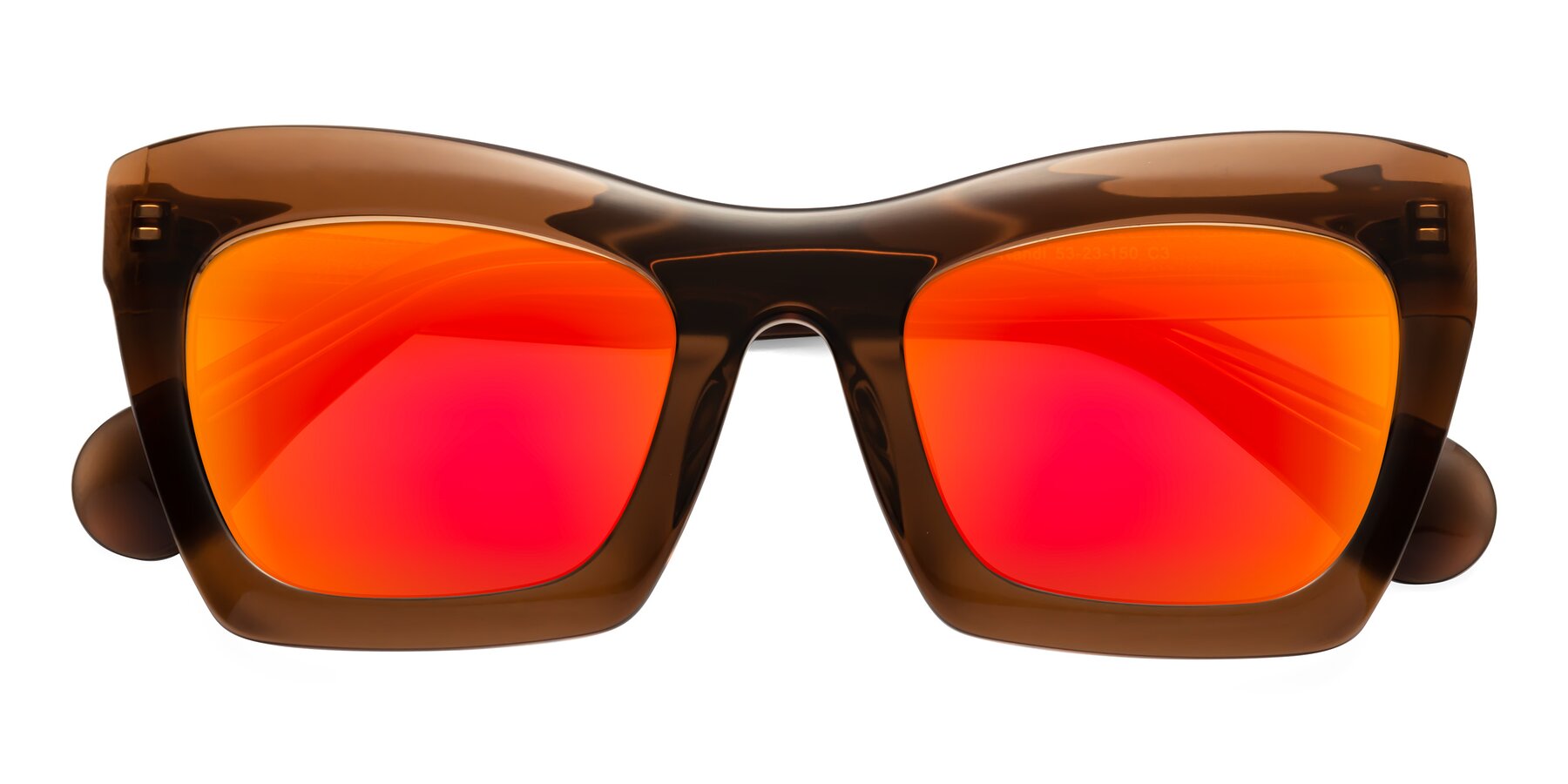 Folded Front of Randi in Brown with Red Gold Mirrored Lenses