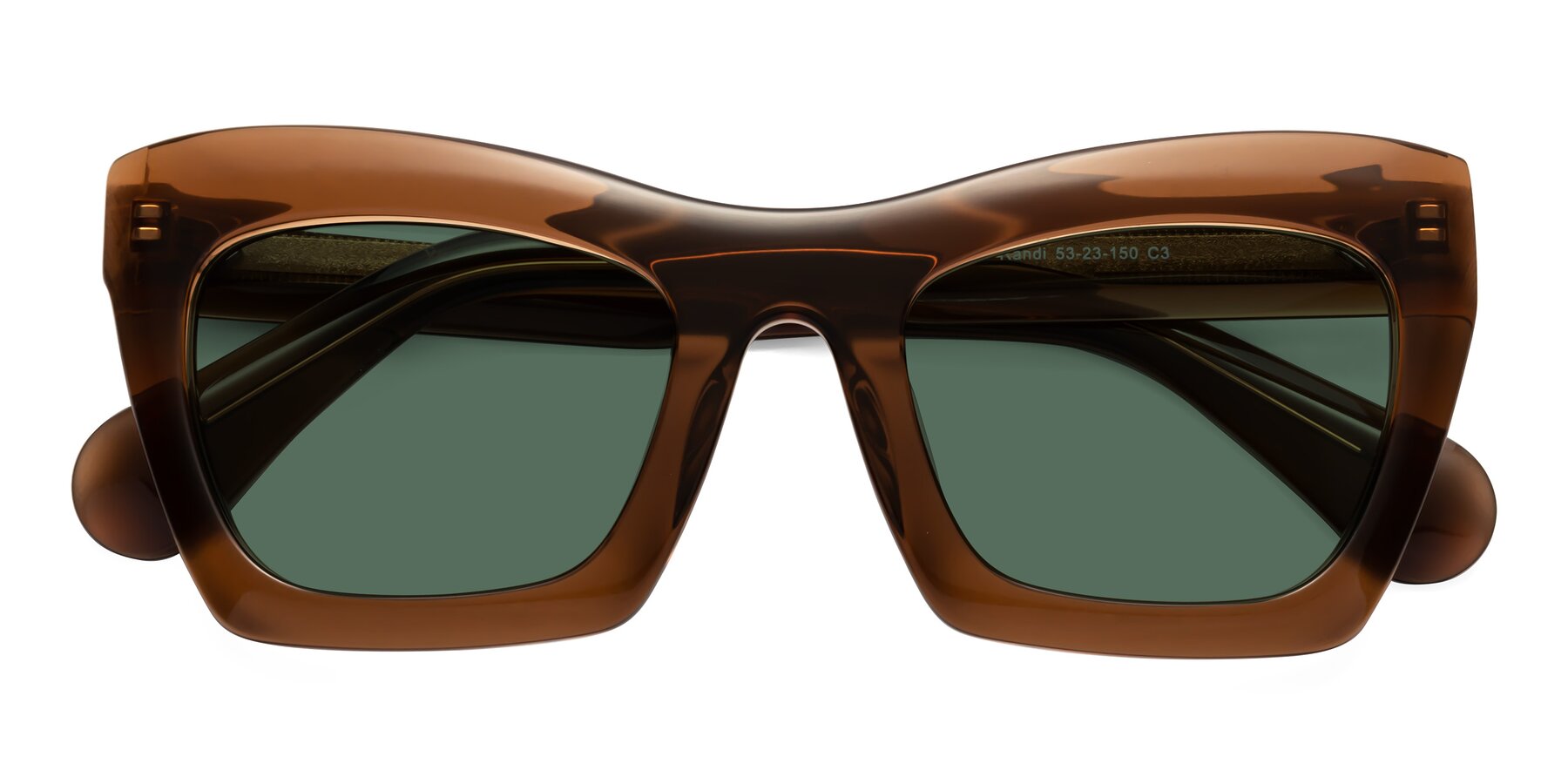 Folded Front of Randi in Brown with Green Polarized Lenses