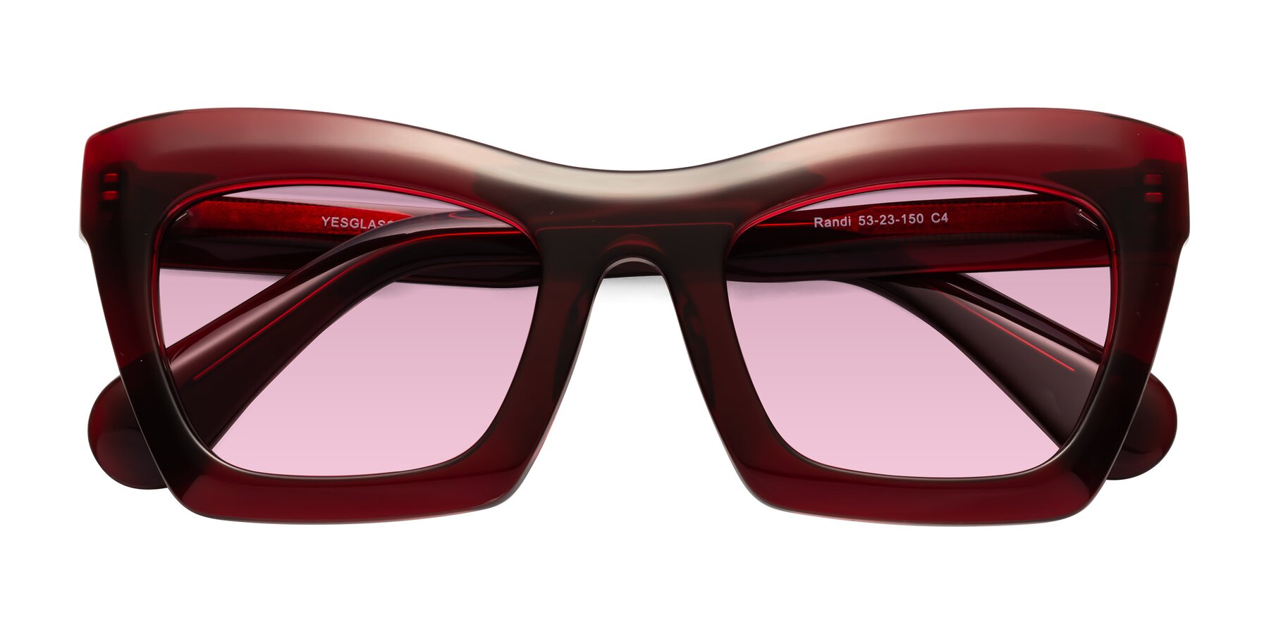 Folded Front of Randi in Wine with Light Wine Tinted Lenses