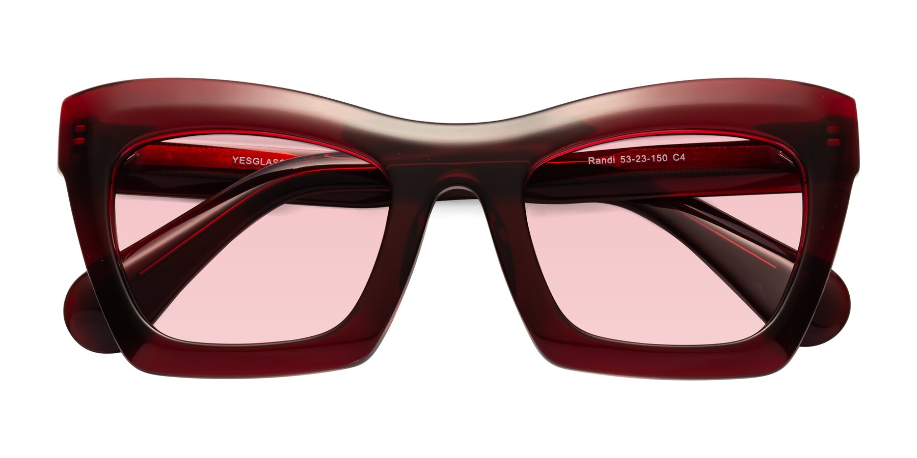 Folded Front of Randi in Wine with Light Garnet Tinted Lenses