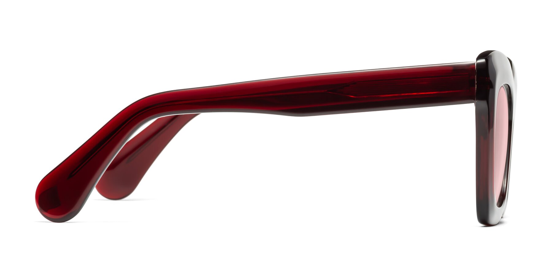 Side of Randi in Wine with Light Garnet Tinted Lenses