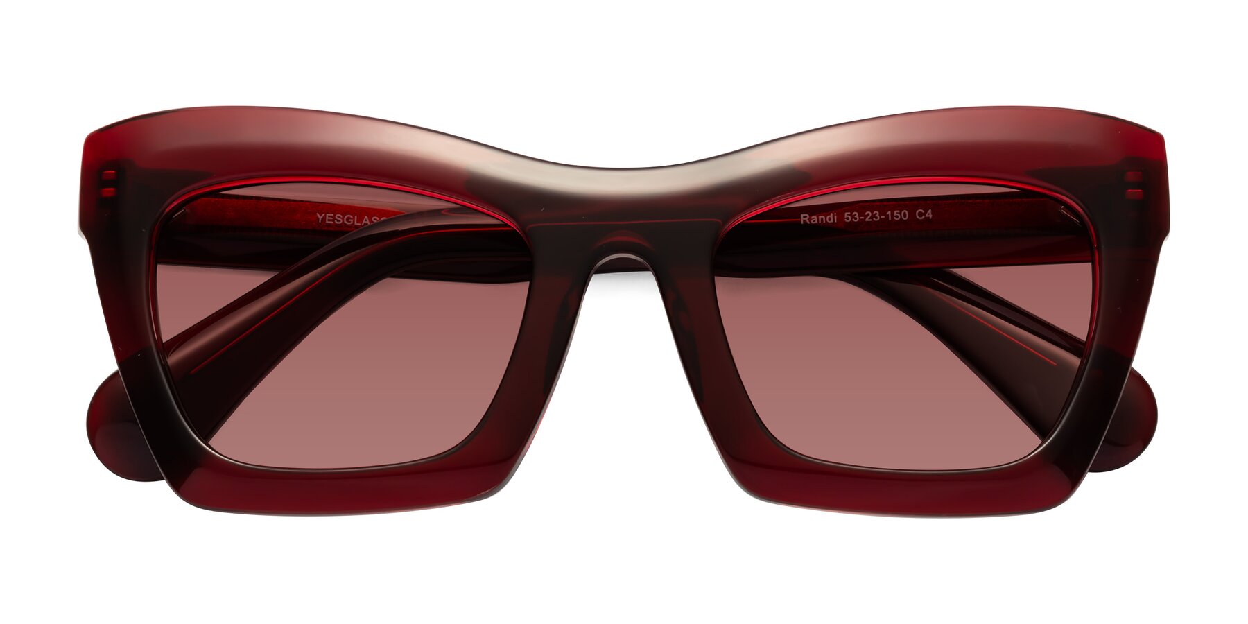 Folded Front of Randi in Wine with Garnet Tinted Lenses