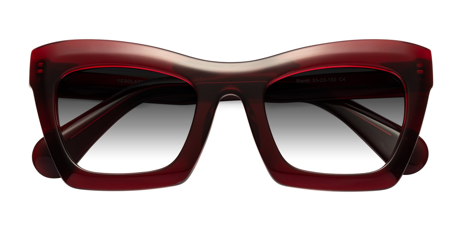 Folded Front of Randi in Wine with Gray Gradient Lenses