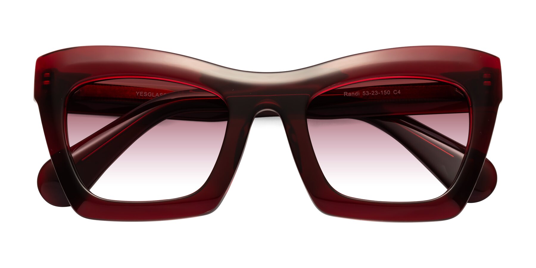 Folded Front of Randi in Wine with Garnet Gradient Lenses