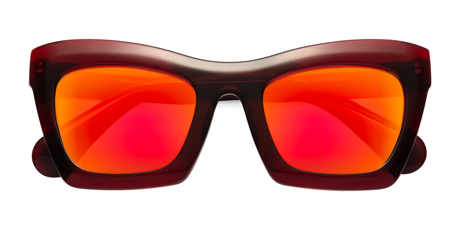 Folded Front of Randi in Wine with Red Gold Mirrored Lenses