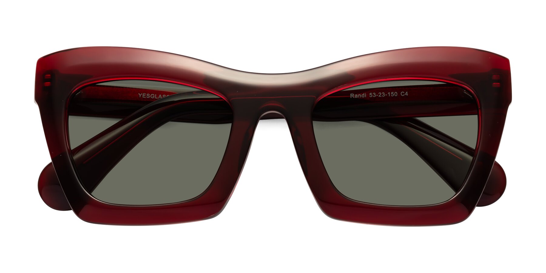 Folded Front of Randi in Wine with Gray Polarized Lenses