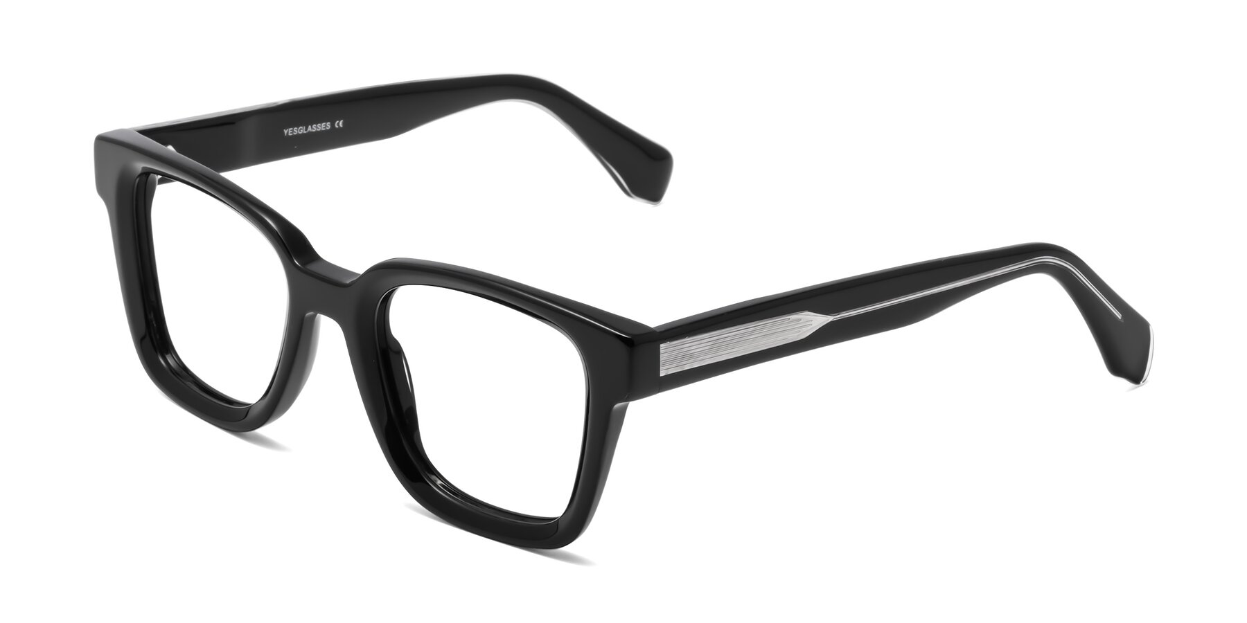 Angle of Napa in Black with Clear Eyeglass Lenses