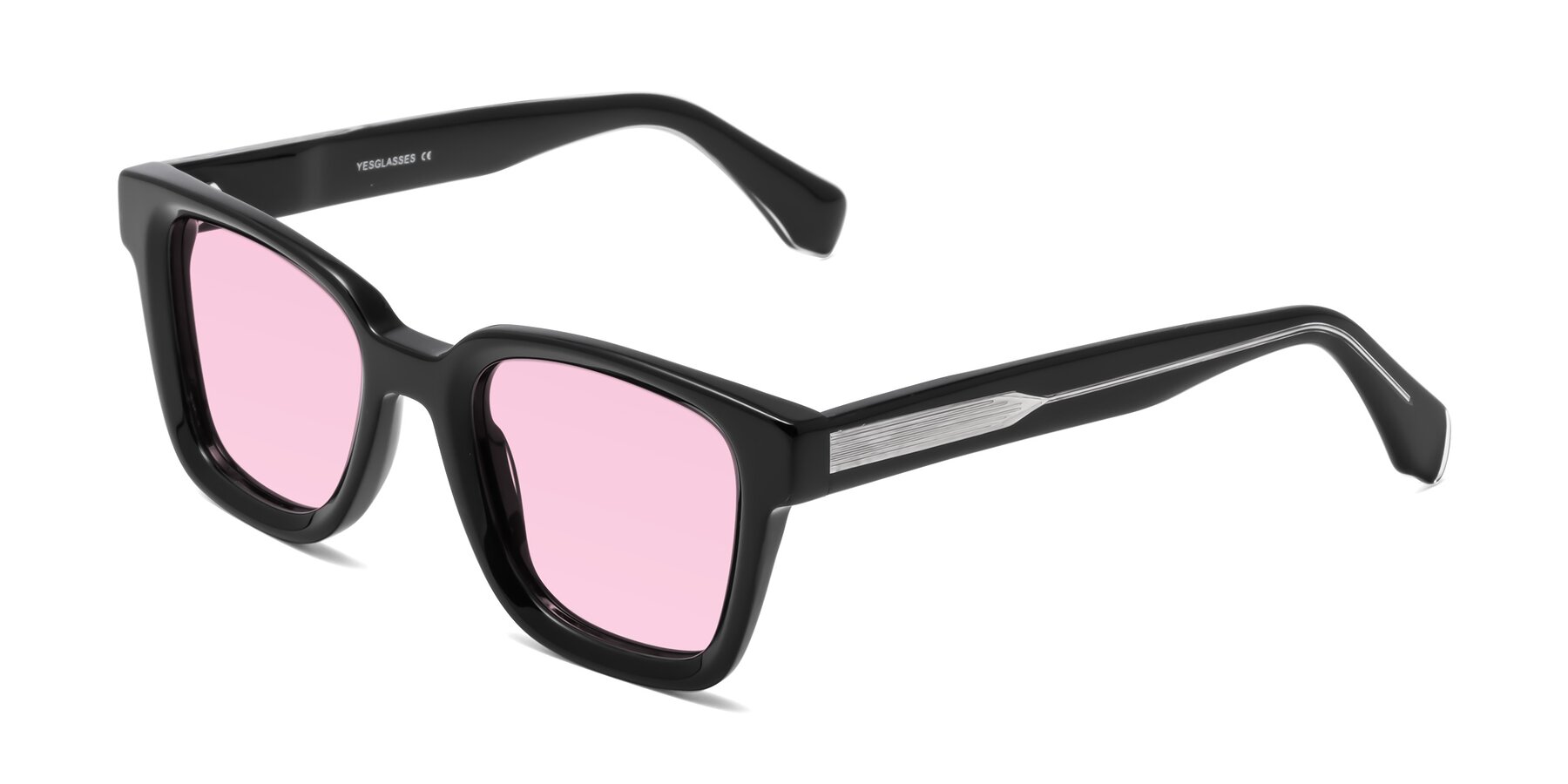 Angle of Napa in Black with Light Pink Tinted Lenses