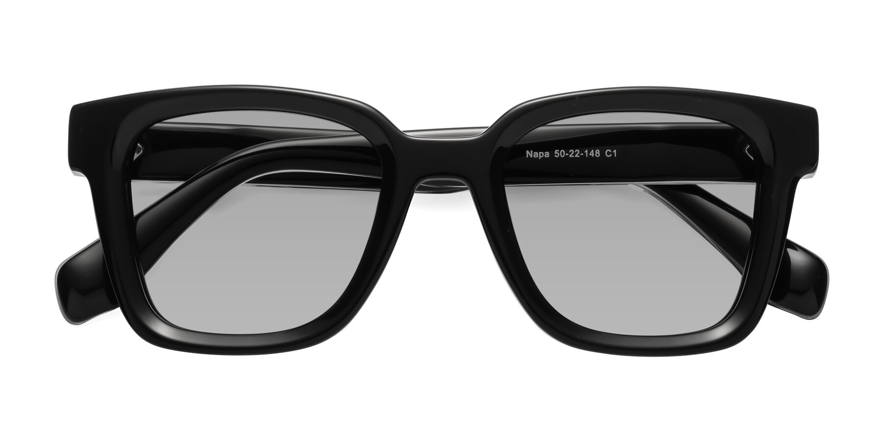Folded Front of Napa in Black with Light Gray Tinted Lenses