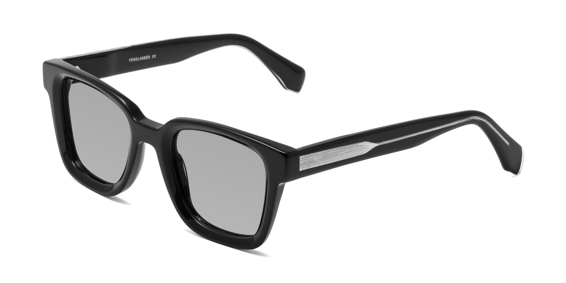 Angle of Napa in Black with Light Gray Tinted Lenses