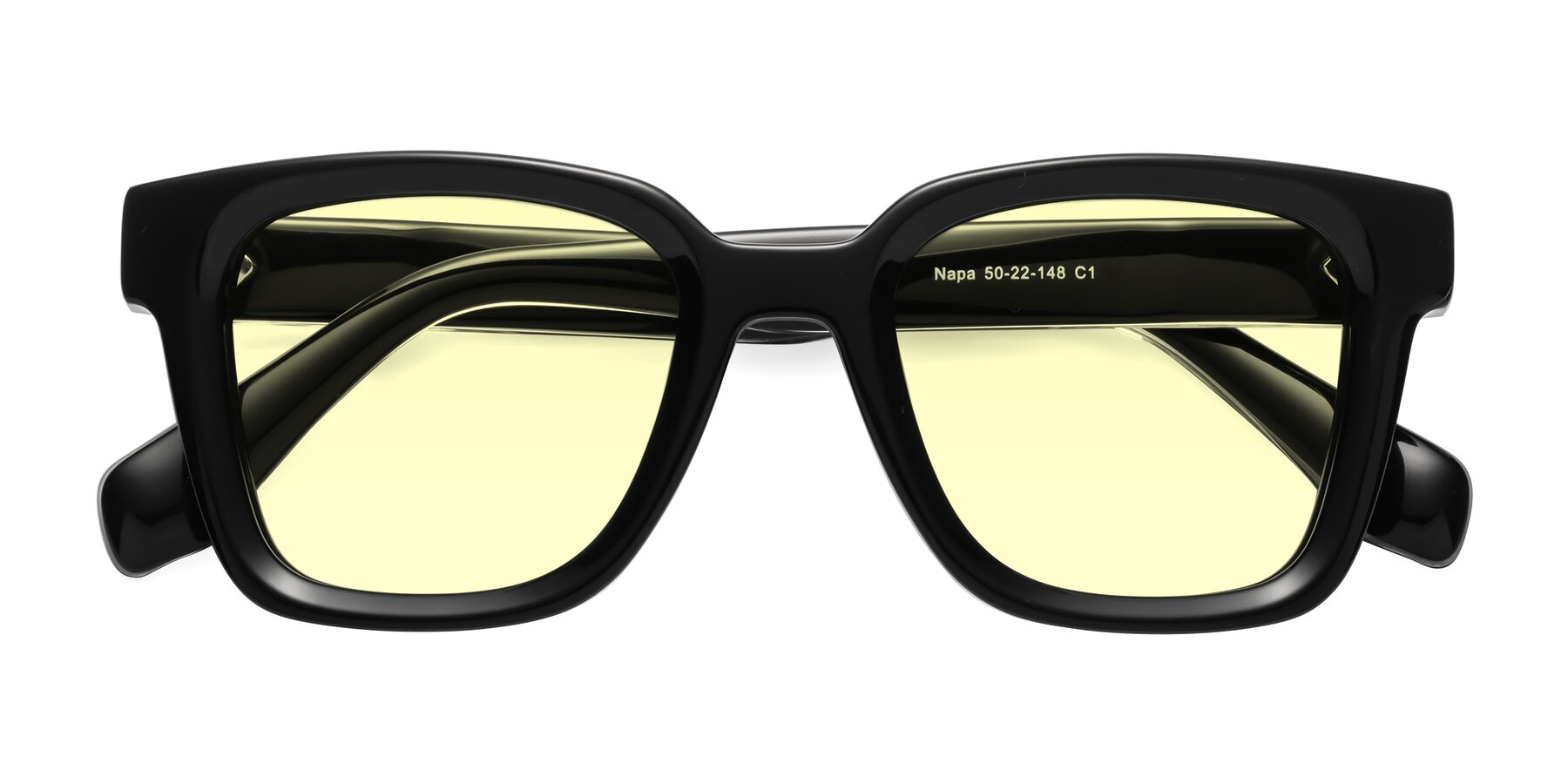 Folded Front of Napa in Black with Light Yellow Tinted Lenses