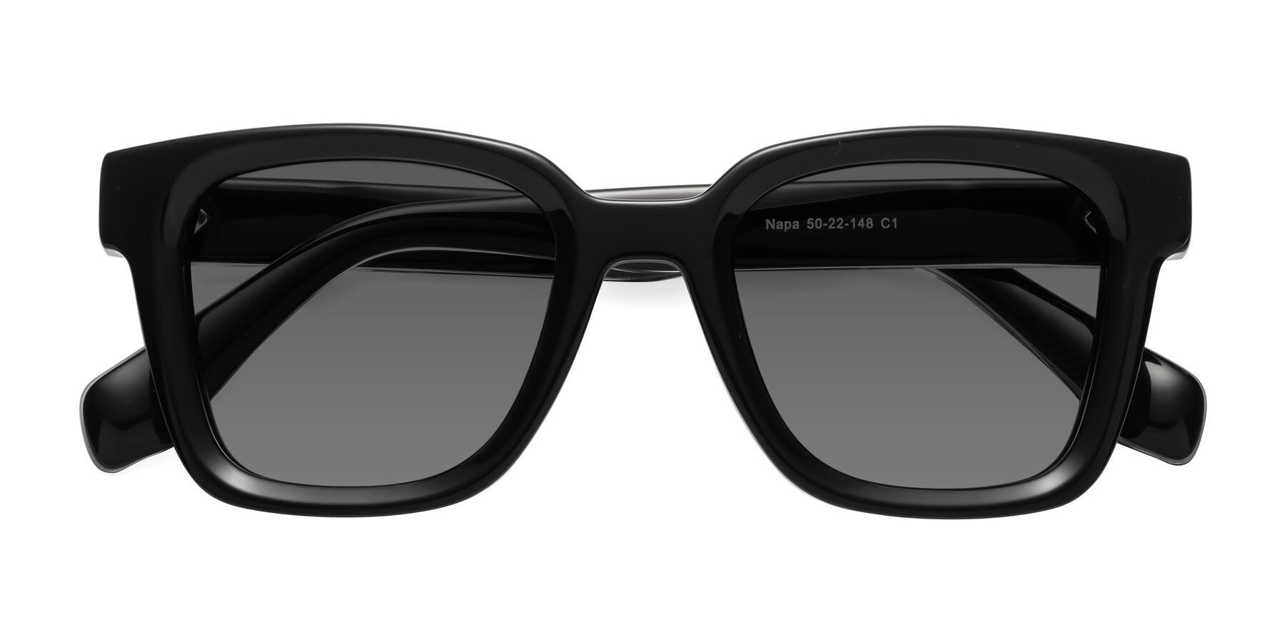 Folded Front of Napa in Black with Medium Gray Tinted Lenses