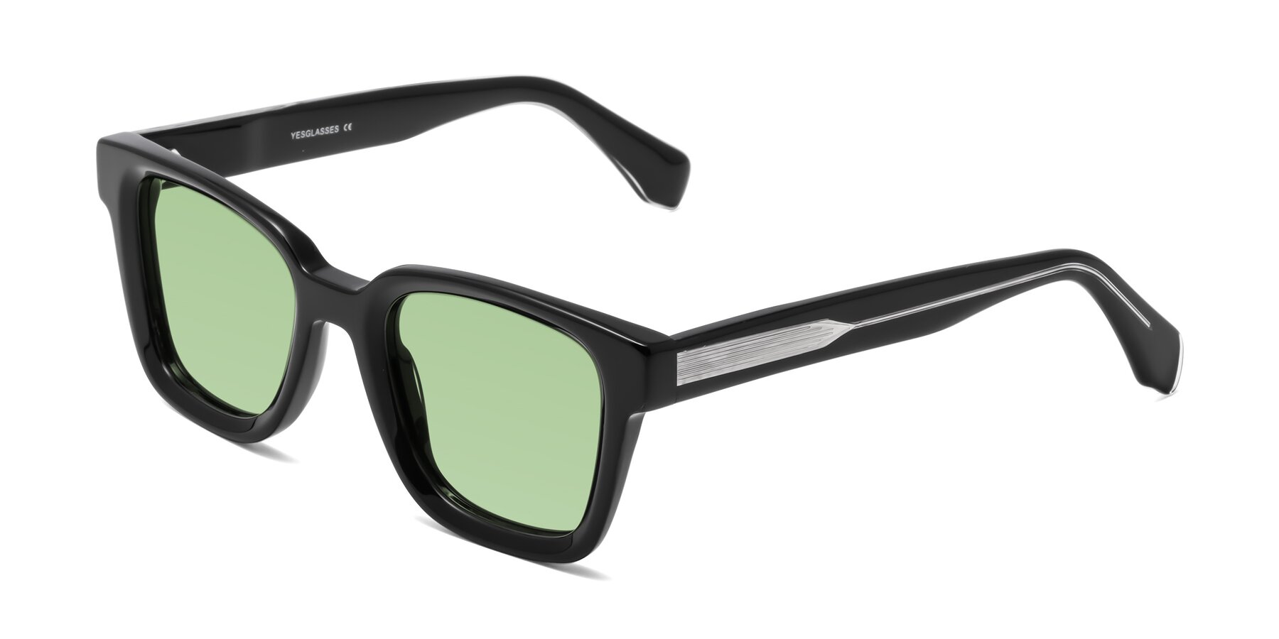 Angle of Napa in Black with Medium Green Tinted Lenses