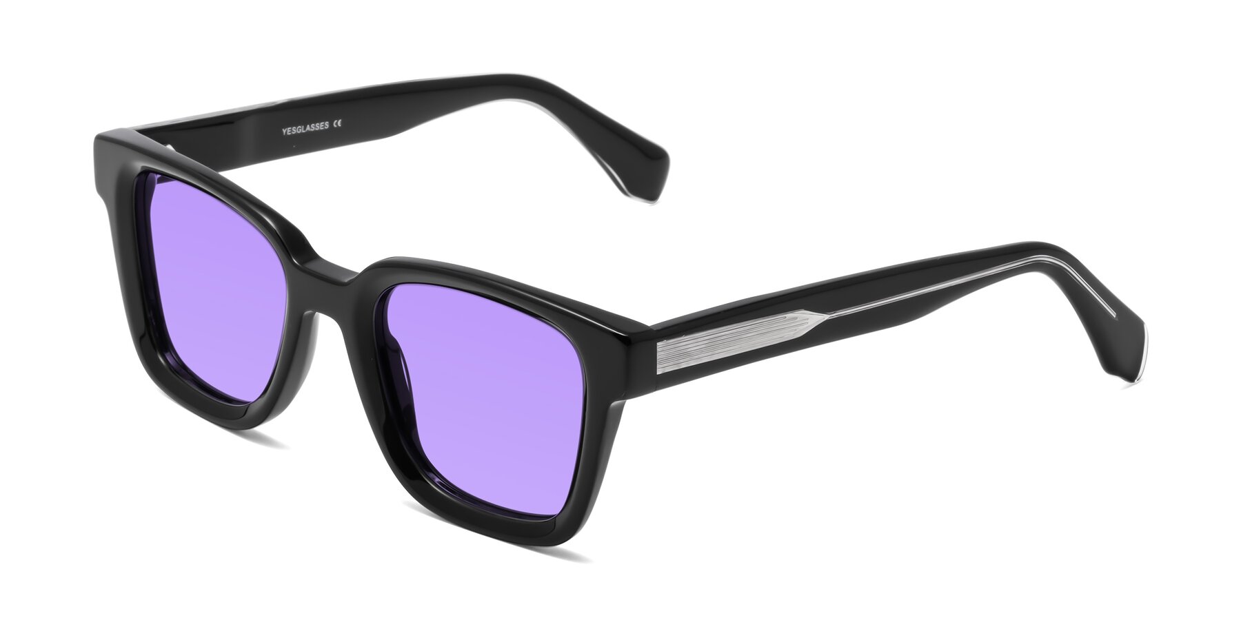 Angle of Napa in Black with Medium Purple Tinted Lenses