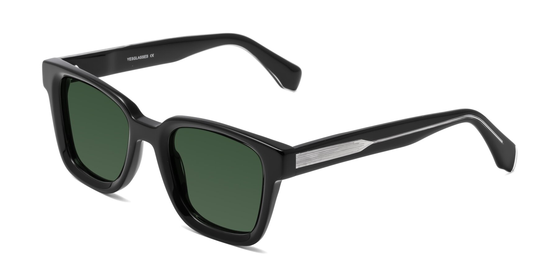 Angle of Napa in Black with Green Tinted Lenses