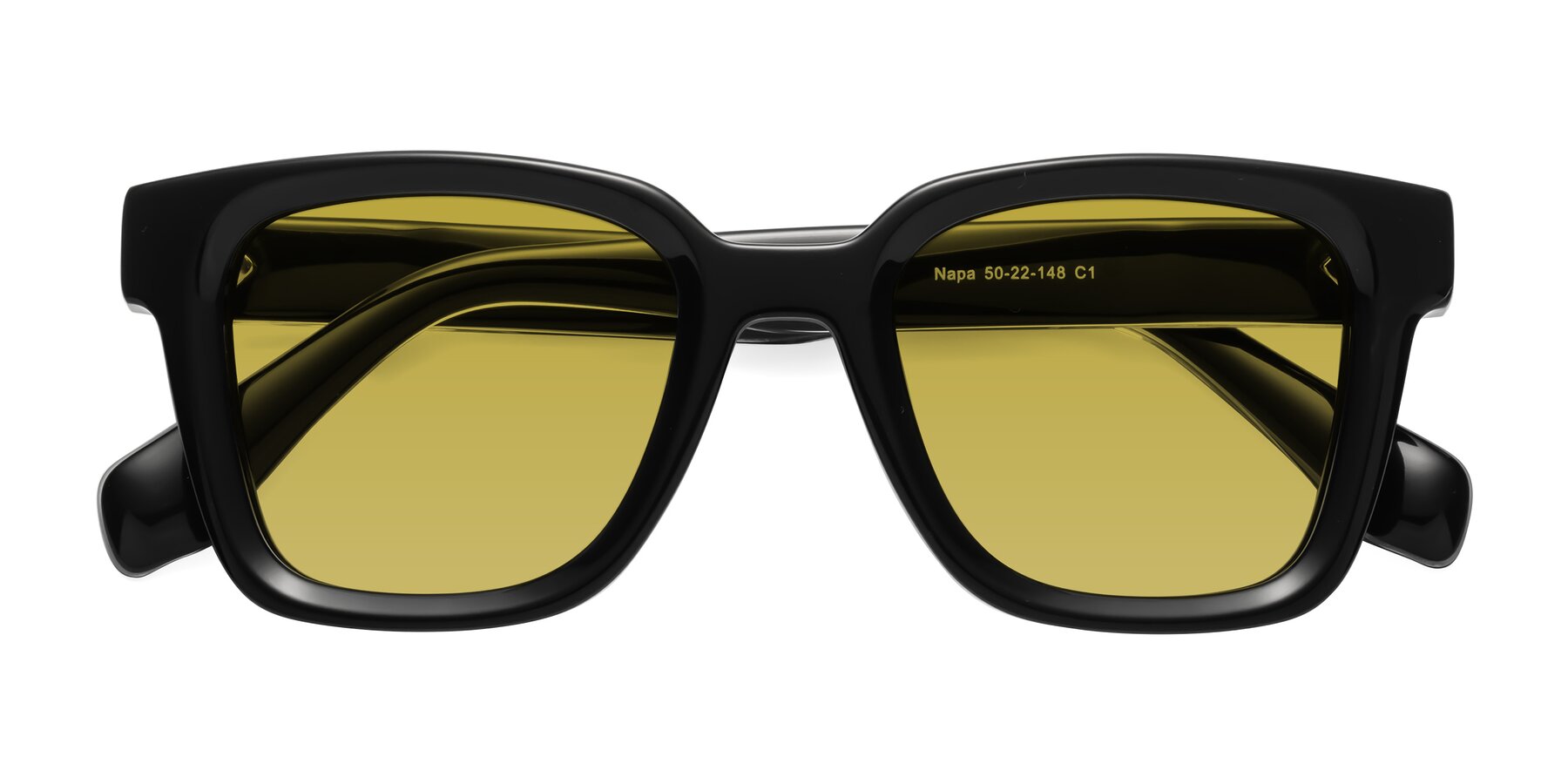 Folded Front of Napa in Black with Champagne Tinted Lenses