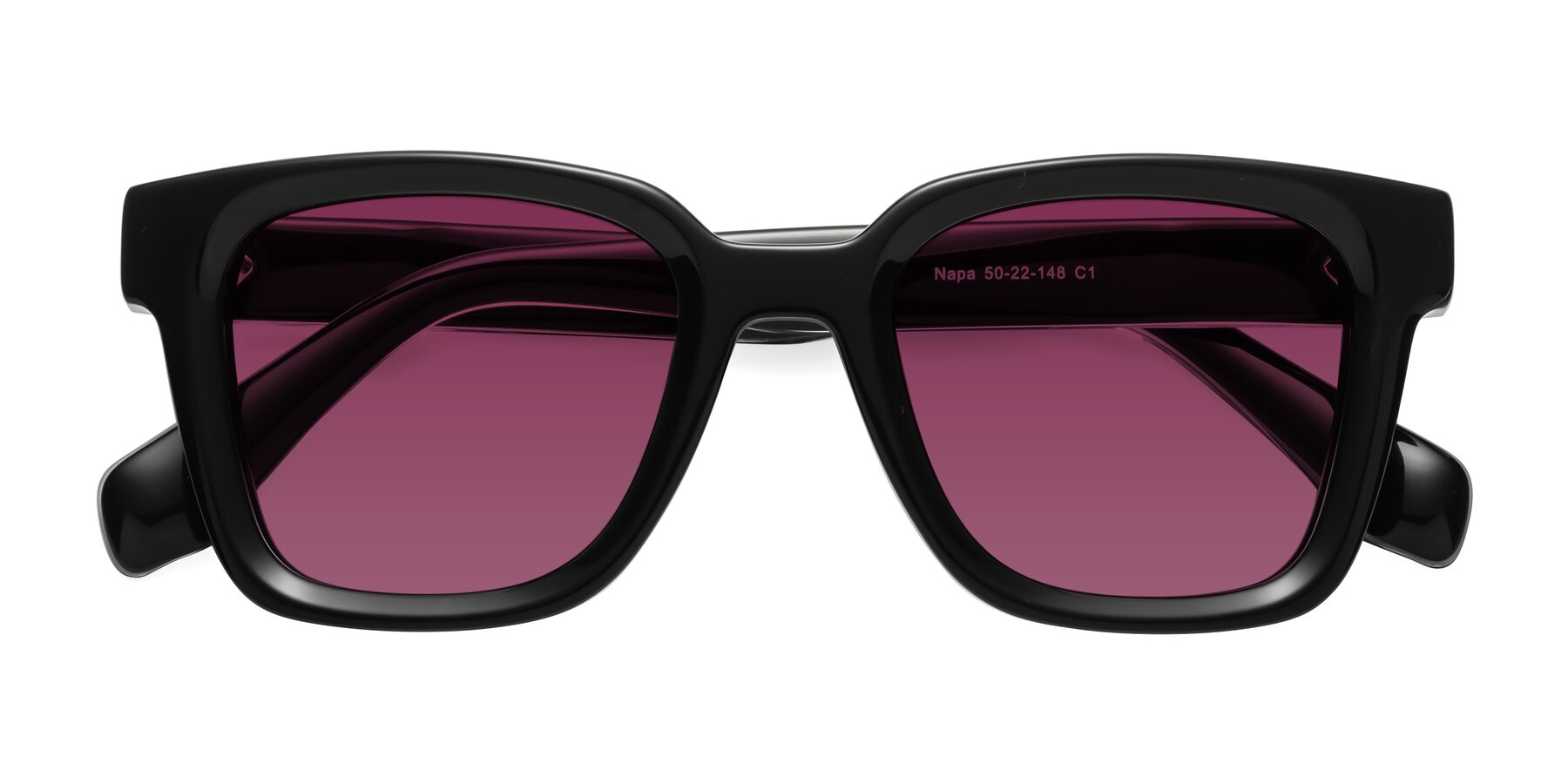 Folded Front of Napa in Black with Wine Tinted Lenses