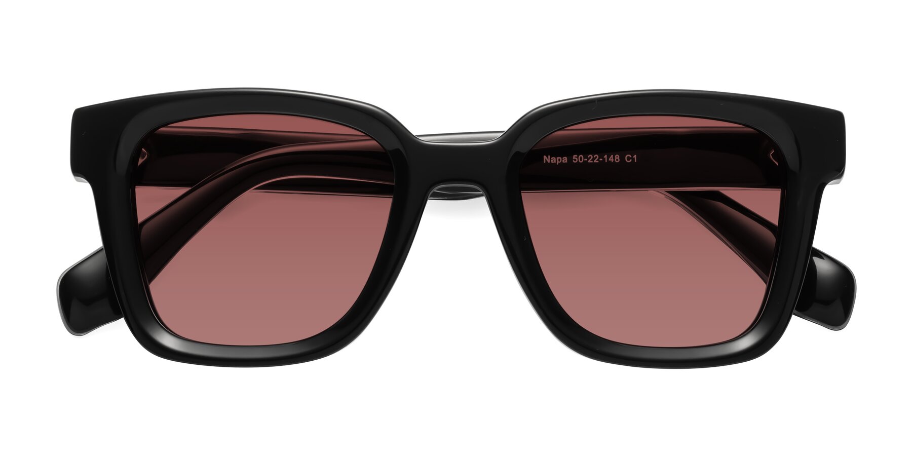 Folded Front of Napa in Black with Garnet Tinted Lenses