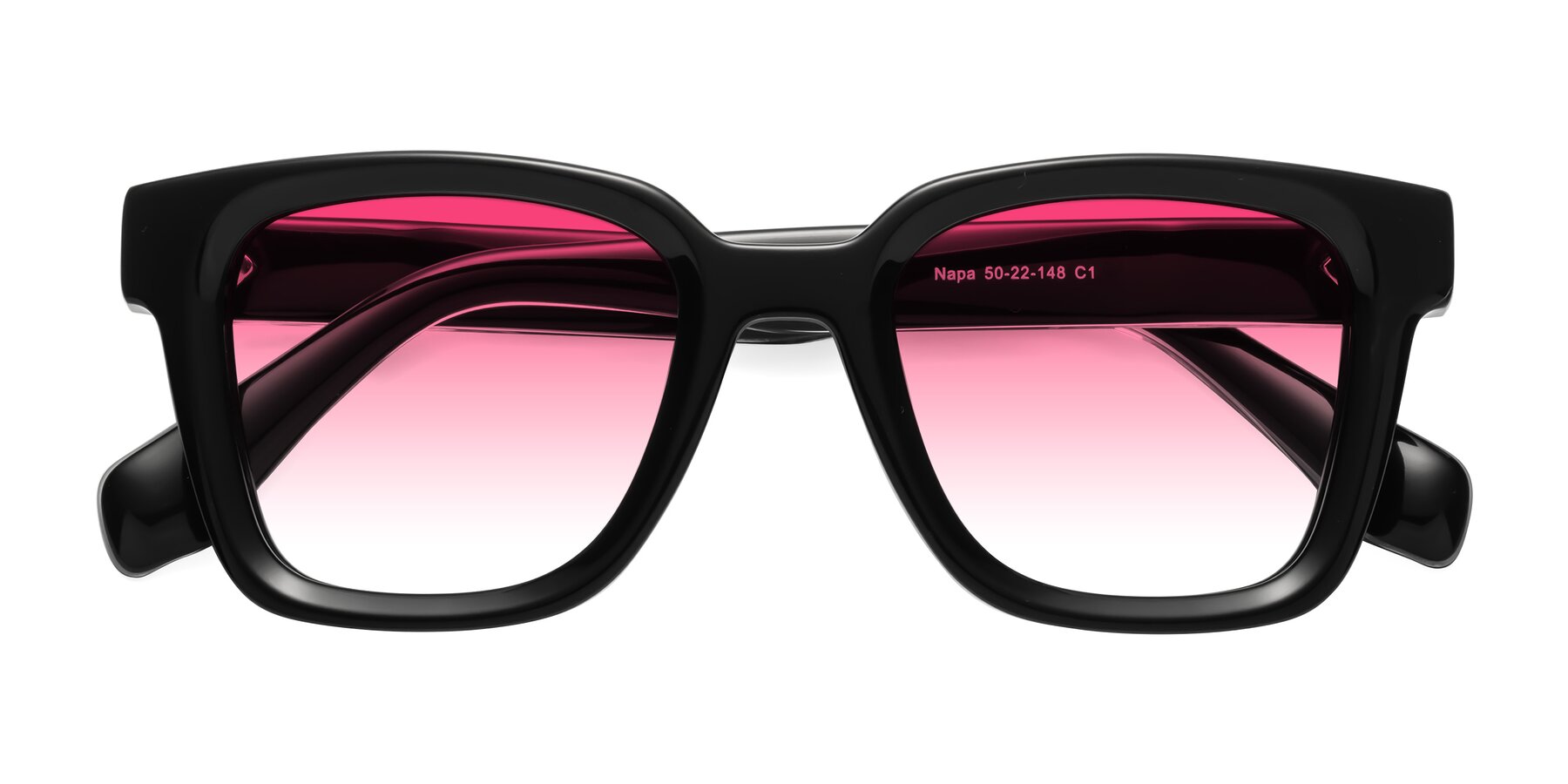 Folded Front of Napa in Black with Pink Gradient Lenses