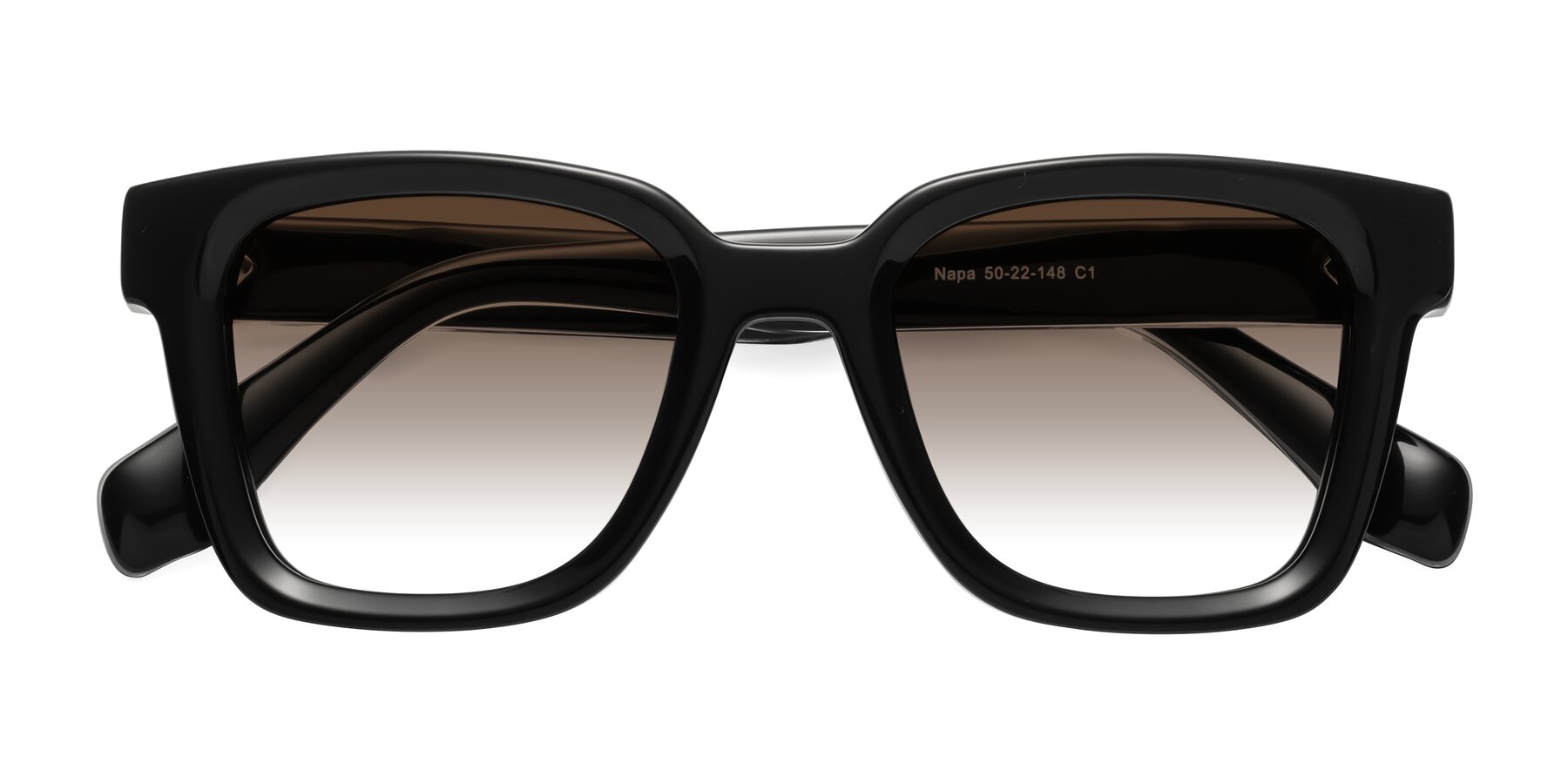 Folded Front of Napa in Black with Brown Gradient Lenses