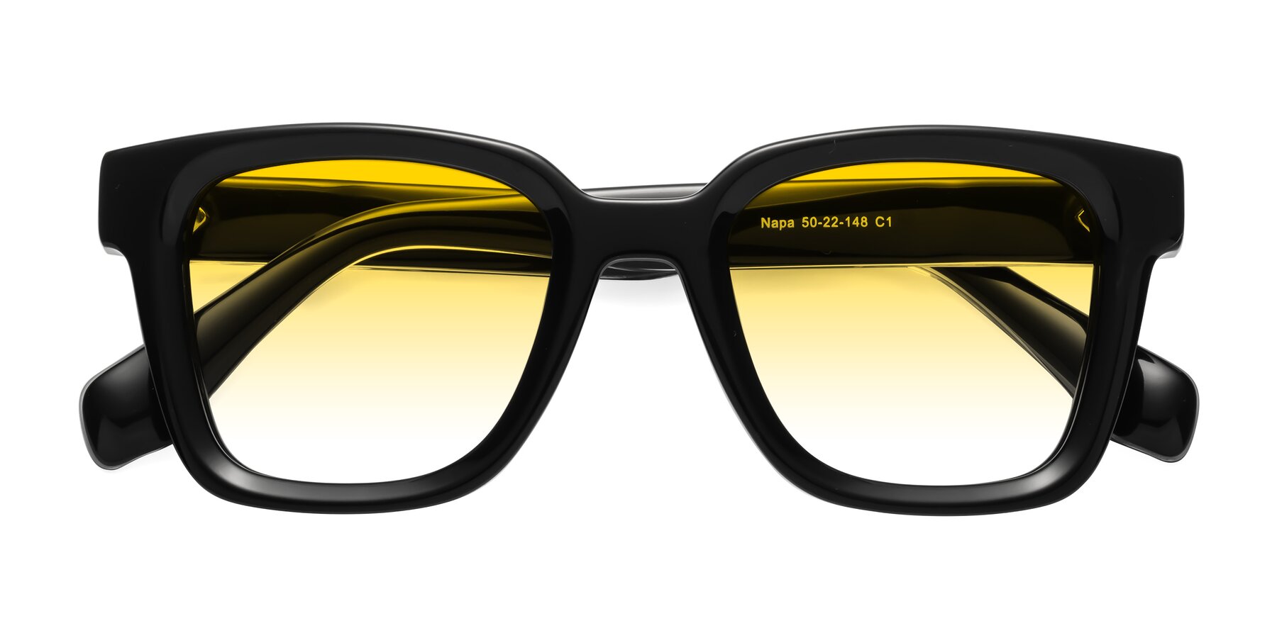 Folded Front of Napa in Black with Yellow Gradient Lenses