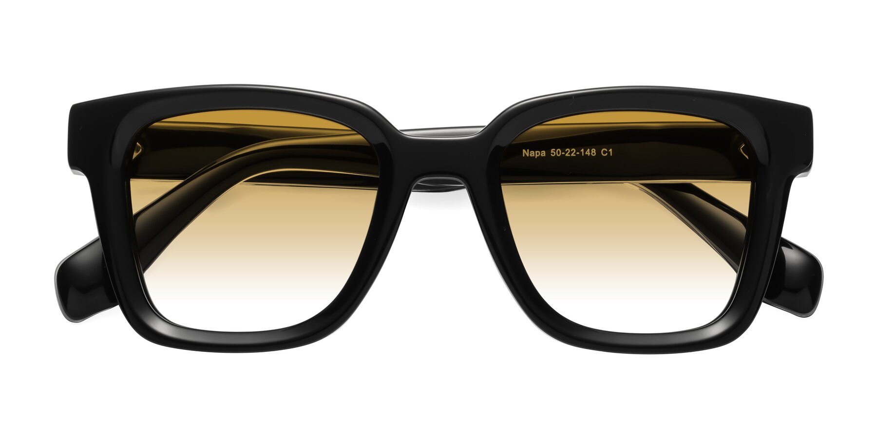 Folded Front of Napa in Black with Champagne Gradient Lenses