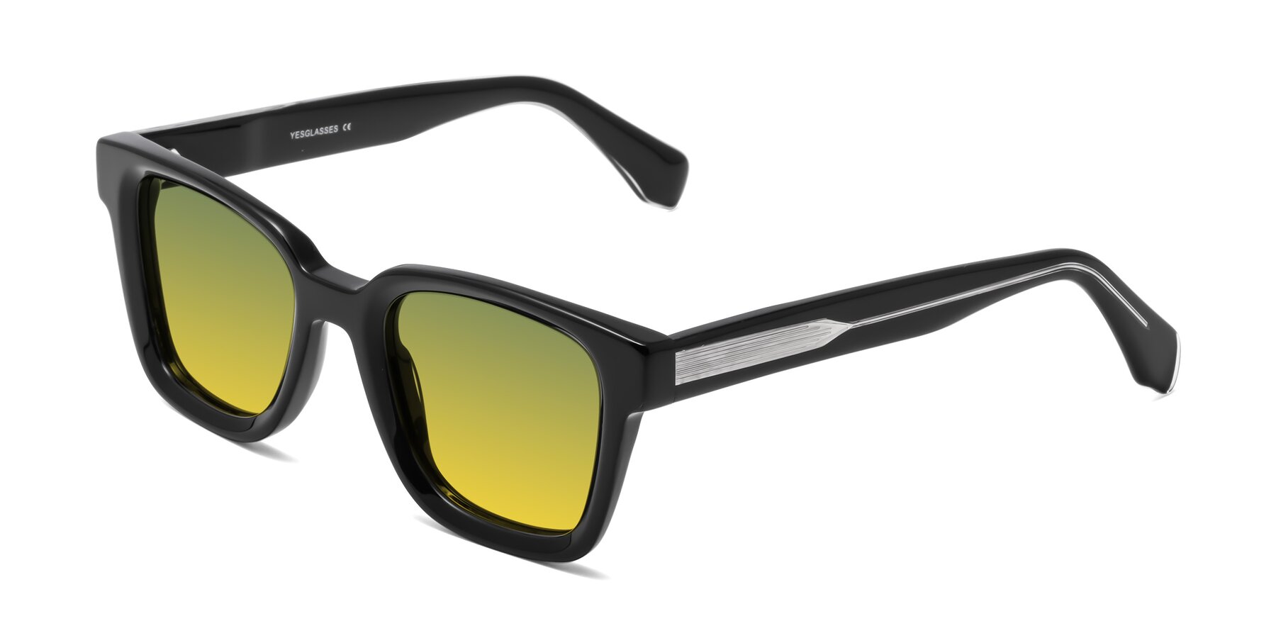 Angle of Napa in Black with Green / Yellow Gradient Lenses
