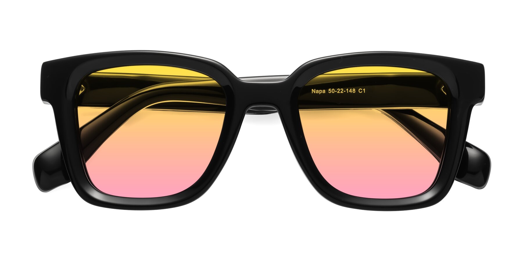 Folded Front of Napa in Black with Yellow / Pink Gradient Lenses