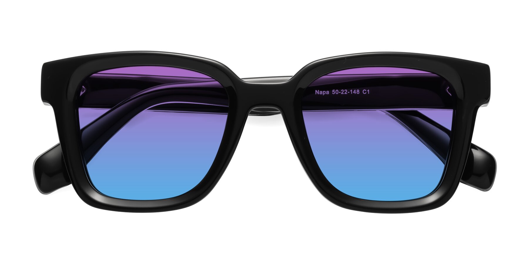 Folded Front of Napa in Black with Purple / Blue Gradient Lenses