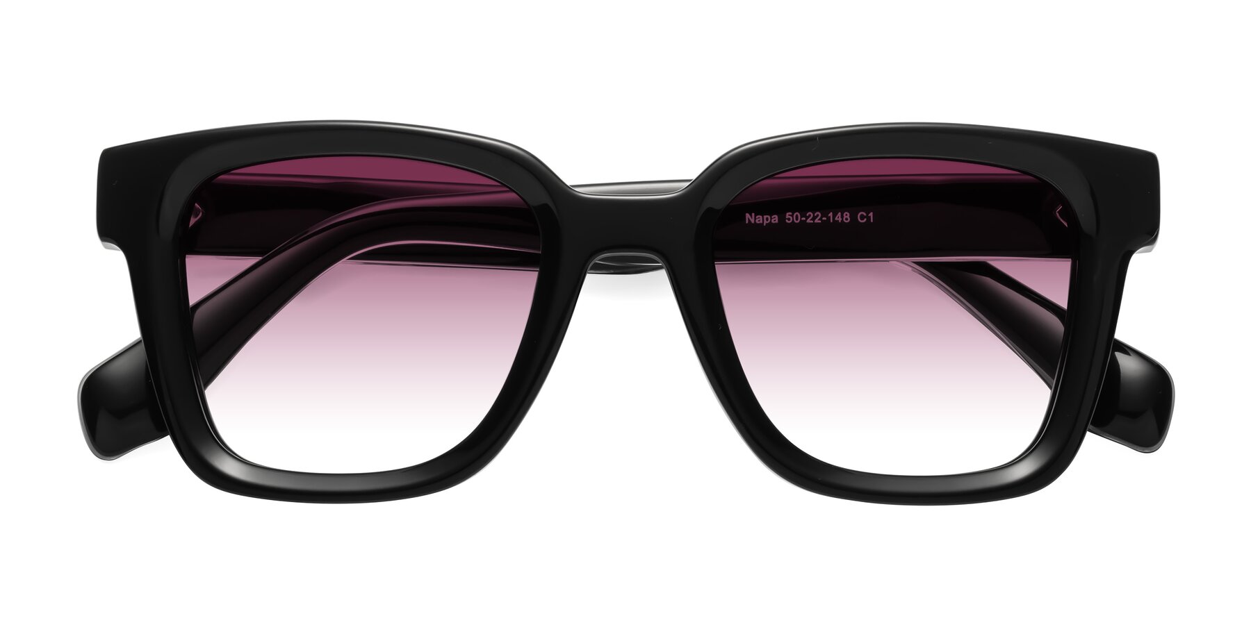 Folded Front of Napa in Black with Wine Gradient Lenses