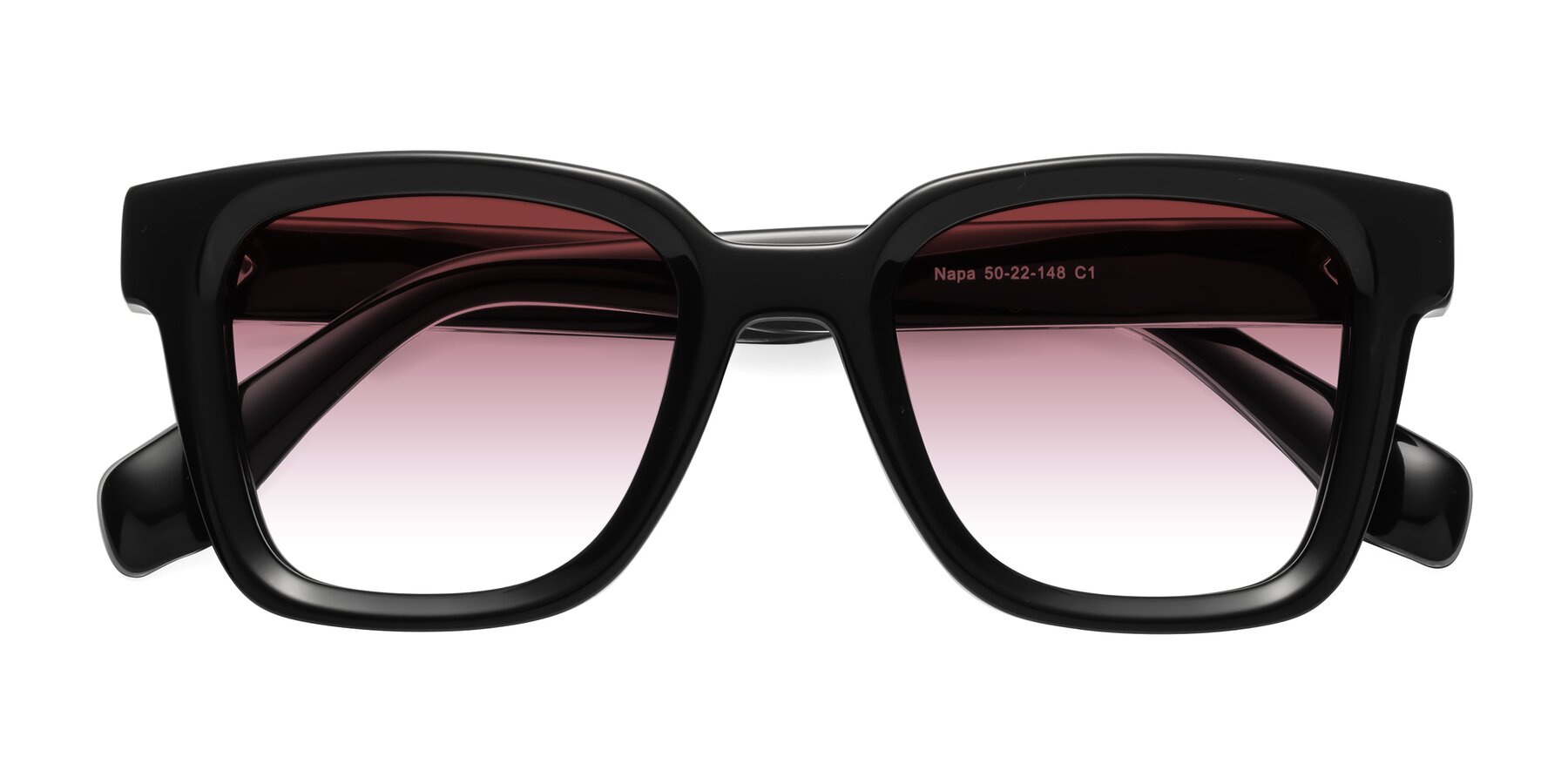 Folded Front of Napa in Black with Garnet Gradient Lenses