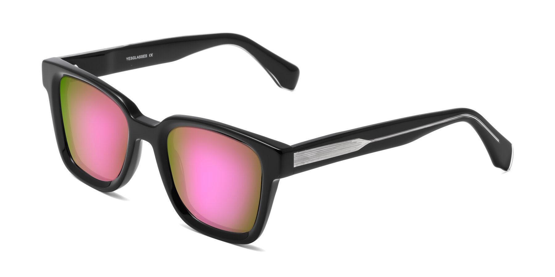 Angle of Napa in Black with Pink Mirrored Lenses