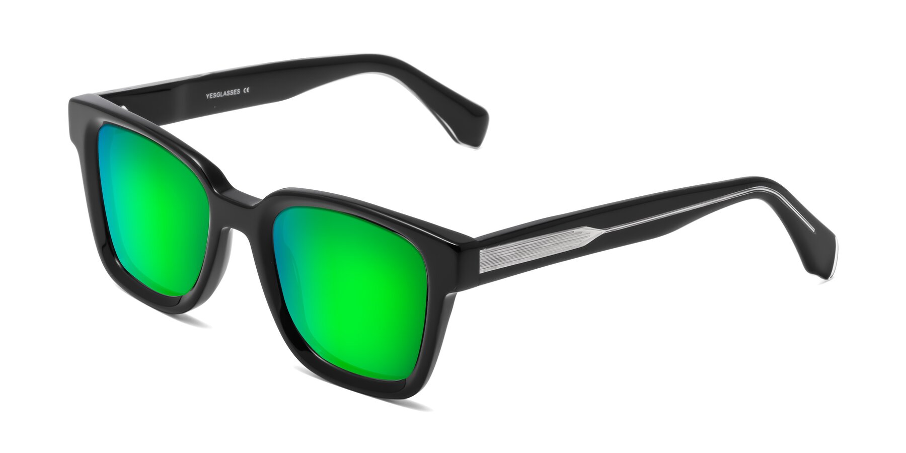 Angle of Napa in Black with Green Mirrored Lenses