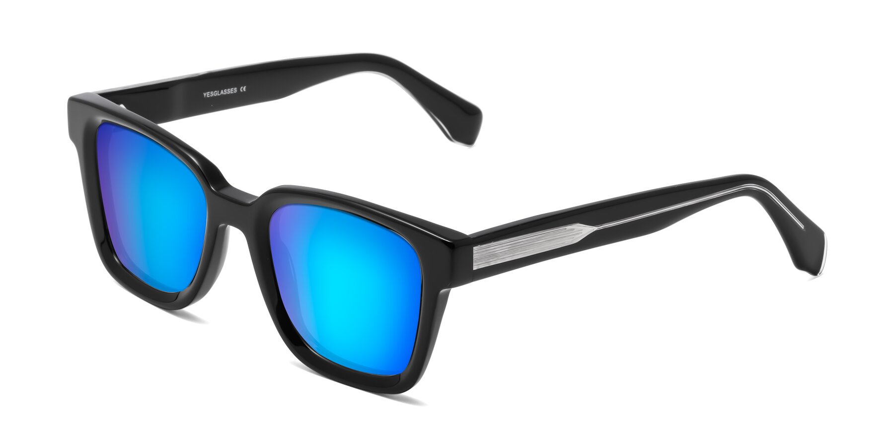 Angle of Napa in Black with Blue Mirrored Lenses