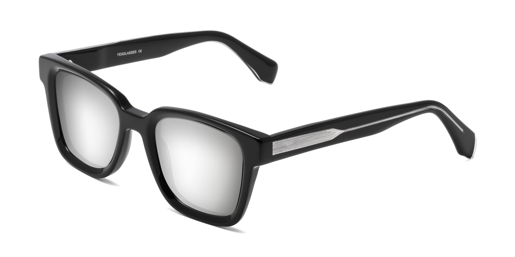 Angle of Napa in Black with Silver Mirrored Lenses
