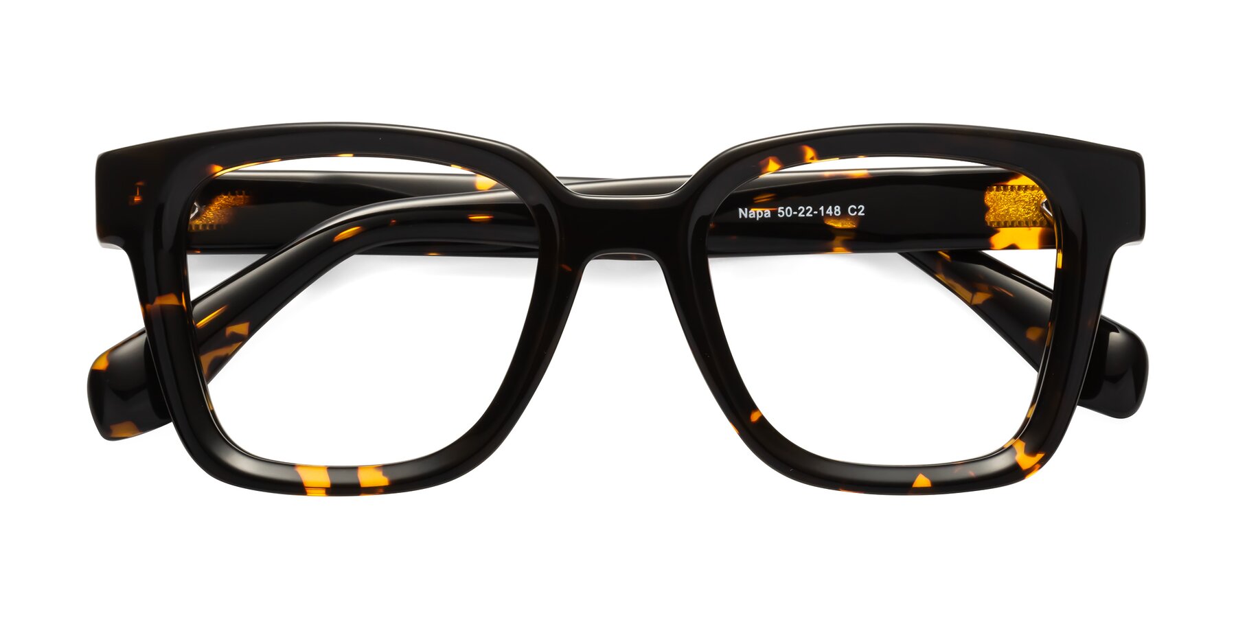 Folded Front of Napa in Tortoise with Clear Reading Eyeglass Lenses